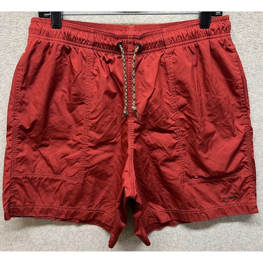 Filson Mens Sweat Shorts Red Swim Elasticated Drawstring Outdoor Pockets M